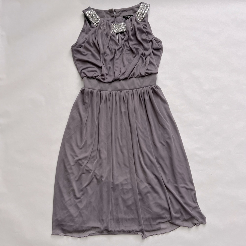 Gray with a hint of Lavender Midi Cocktail Dress